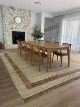 Load image into Gallery viewer, Handwoven Jute Rug with Natural Border – Minimalist Flatweave Design
