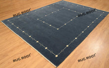 Load image into Gallery viewer, Handcrafted Haven | Soft Pile Gabbeh Rug in Blue-Grey with Modern Minimalist Design
