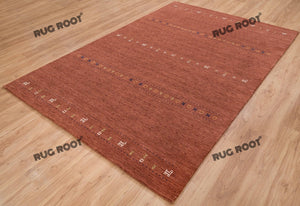 Handcrafted Haven | Red-Brown Gabbeh Rug with Subtle Orange Accents
