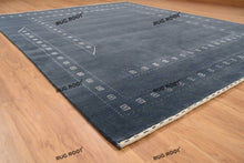 Load image into Gallery viewer, Handwoven Serenity | Large Gabbeh Area Rug in Soft Blue Grey Wool
