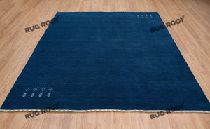 Modern Minimalism | Deep Blue Gabbeh Rug with Soft Pile and Subtle Detailing