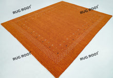 Load image into Gallery viewer, Moroccan Sun | Handwoven Orange Wool Gabbeh Rug with Playful Border Design
