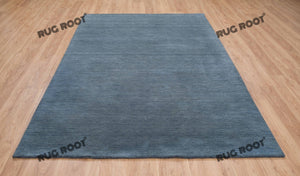 Sapphire Serenity | Handcrafted Plush Pile Gabbeh Rug in Steel Blue | Custom Sizes Available