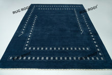 Load image into Gallery viewer, Minimalist Tribal Charm | Blue Gabbeh Rug with White Border for Serene Living Spaces
