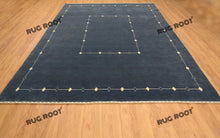 Load image into Gallery viewer, Handcrafted Haven | Soft Pile Gabbeh Rug in Blue-Grey with Modern Minimalist Design
