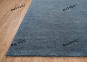 Sapphire Serenity | Handcrafted Plush Pile Gabbeh Rug in Steel Blue | Custom Sizes Available