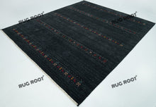Load image into Gallery viewer, Tribal Elegance | Handwoven Charcoal Gabbeh Rug with Geometric Motifs

