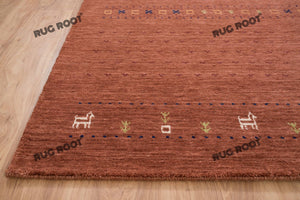 Handcrafted Haven | Red-Brown Gabbeh Rug with Subtle Orange Accents