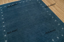 Load image into Gallery viewer, Modern Minimalist | Quick Ship Blue Gabbeh Rug with Soft Pile and Ivory Border
