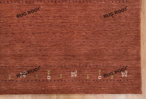 Handcrafted Haven | Red-Brown Gabbeh Rug with Subtle Orange Accents