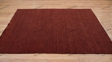 Load image into Gallery viewer, Rustic Warmth | Handwoven Wool Gabbeh Rug in Deep Burgundy
