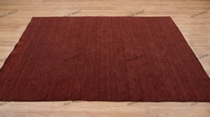 Rustic Warmth | Handwoven Wool Gabbeh Rug in Deep Burgundy