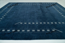 Load image into Gallery viewer, Minimalist Tribal Charm | Blue Gabbeh Rug with White Border for Serene Living Spaces
