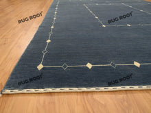 Load image into Gallery viewer, Handcrafted Haven | Soft Pile Gabbeh Rug in Blue-Grey with Modern Minimalist Design
