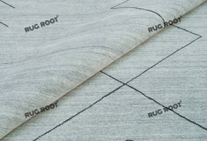 Modern Minimalist Rug | Handwoven Grey Area Gabbeh Rug with Simple Geometric Pattern