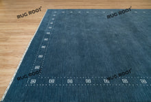 Load image into Gallery viewer, Modern Minimalist | Quick Ship Blue Gabbeh Rug with Soft Pile and Ivory Border
