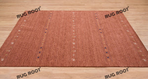 Handcrafted Haven | Red-Brown Gabbeh Rug with Subtle Orange Accents