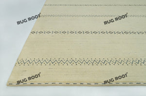 Boho Chic Retreat | Handwoven Gabbeh Rug in Neutral Tones with Striped Accents