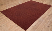 Load image into Gallery viewer, Rustic Warmth | Handwoven Wool Gabbeh Rug in Deep Burgundy
