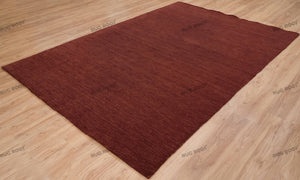 Rustic Warmth | Handwoven Wool Gabbeh Rug in Deep Burgundy