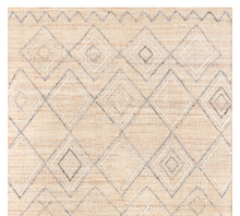 Load image into Gallery viewer, Handwoven Jute &amp; Wool Rug with Diamond Pattern in Natural &amp; Gray – Flatweave
