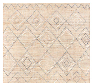 Handwoven Jute & Wool Rug with Diamond Pattern in Natural & Gray – Flatweave