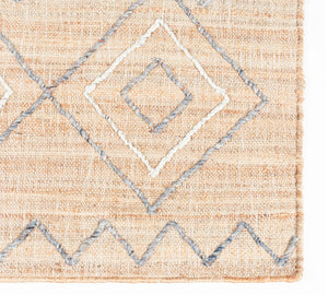 Handwoven Jute & Wool Rug with Diamond Pattern in Natural & Gray – Flatweave