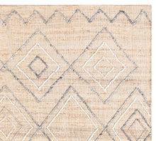 Load image into Gallery viewer, Handwoven Jute &amp; Wool Rug with Diamond Pattern in Natural &amp; Gray – Flatweave
