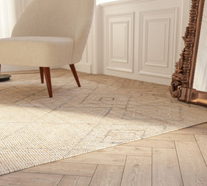 Handwoven Jute & Wool Rug with Diamond Pattern in Natural & Gray – Flatweave