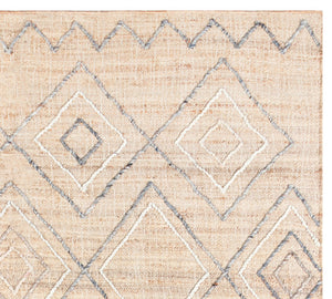 Handwoven Jute & Wool Rug with Diamond Pattern in Natural & Gray – Flatweave