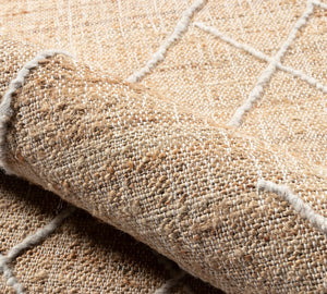 Handwoven Jute & Wool Rug with Minimalist Line Design in Natural & Ivory – Flatweave