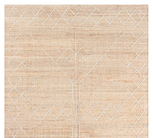 Handwoven Jute & Wool Rug with Minimalist Line Design in Natural & Ivory – Flatweave