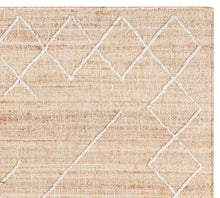 Load image into Gallery viewer, Handwoven Jute &amp; Wool Rug with Minimalist Line Design in Natural &amp; Ivory – Flatweave
