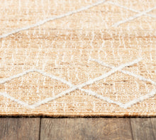 Load image into Gallery viewer, Handwoven Jute &amp; Wool Rug with Minimalist Line Design in Natural &amp; Ivory – Flatweave
