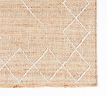 Load image into Gallery viewer, Handwoven Jute &amp; Wool Rug with Minimalist Line Design in Natural &amp; Ivory – Flatweave
