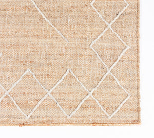 Handwoven Jute & Wool Rug with Minimalist Line Design in Natural & Ivory – Flatweave