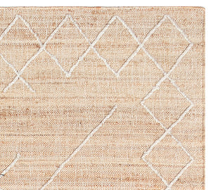 Handwoven Jute & Wool Rug with Minimalist Line Design in Natural & Ivory – Flatweave