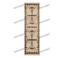 Load image into Gallery viewer, Handwoven Jute &amp; Wool Rug with Tribal Diamond Border Design - Beige &amp; Brown
