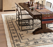 Load image into Gallery viewer, Handwoven Jute &amp; Wool Rug with Vintage Medallion Design - Beige &amp; Charcoal
