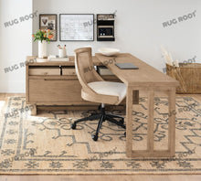 Load image into Gallery viewer, Handwoven Jute &amp; Wool Rug with Vintage Medallion Design - Beige &amp; Charcoal
