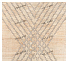 Load image into Gallery viewer, Handwoven Jute &amp; Wool Rug with Geometric Radiating Lines - Beige &amp; Gray
