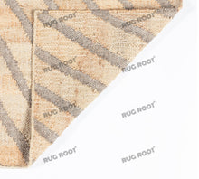 Load image into Gallery viewer, Handwoven Jute &amp; Wool Rug with Geometric Radiating Lines - Beige &amp; Gray
