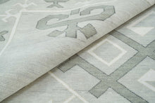 Load image into Gallery viewer, Sophistication in Gray | Hand Knotted Oushak Rug with Geometric Pattern | Living Room Ready
