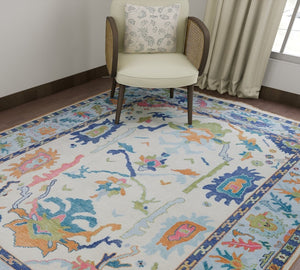 Timeless Bloom | Vintage Turkish Oushak Rug with Hand-Knotted Floral Motif