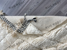 Load image into Gallery viewer, Bohemian Chic Rug | Handwoven Moroccan Wool in Creamy White with Graphic Accents
