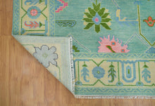 Load image into Gallery viewer, Rug Root Hand-Knotted Aqua Blue Color Oushak Rug - Elegant Floral Design
