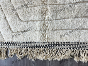 Bohemian Chic Rug | Handwoven Moroccan Wool in Creamy White with Graphic Accents