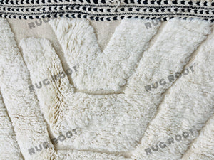 Bohemian Chic Rug | Handwoven Moroccan Wool in Creamy White with Graphic Accents