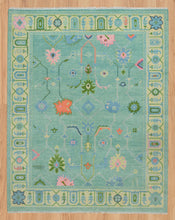 Load image into Gallery viewer, Rug Root Hand-Knotted Aqua Blue Color Oushak Rug - Elegant Floral Design
