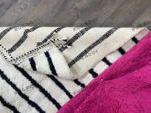 Load image into Gallery viewer, Handwoven Moroccan Azilal Rug | Vibrant Pink &amp; White Striped Wool Masterpiece
